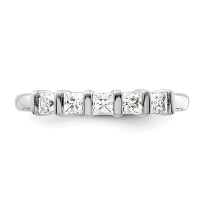 0.50ct. CZ Solid Real 14K White Gold 5-Stone Wedding Band Ring