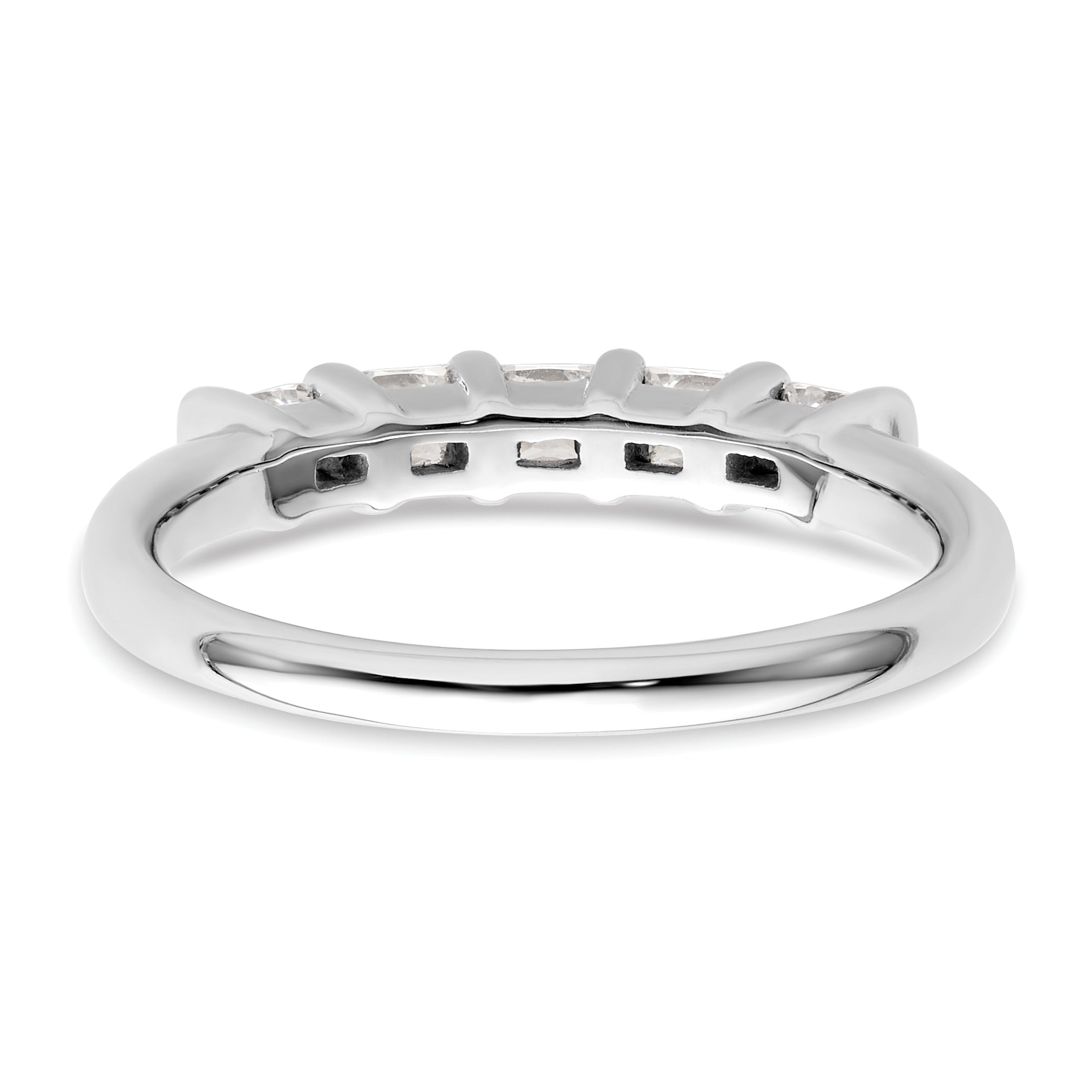 0.50ct. CZ Solid Real 14K White Gold 5-Stone Wedding Band Ring