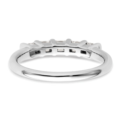 0.50ct. CZ Solid Real 14K White Gold 5-Stone Wedding Band Ring