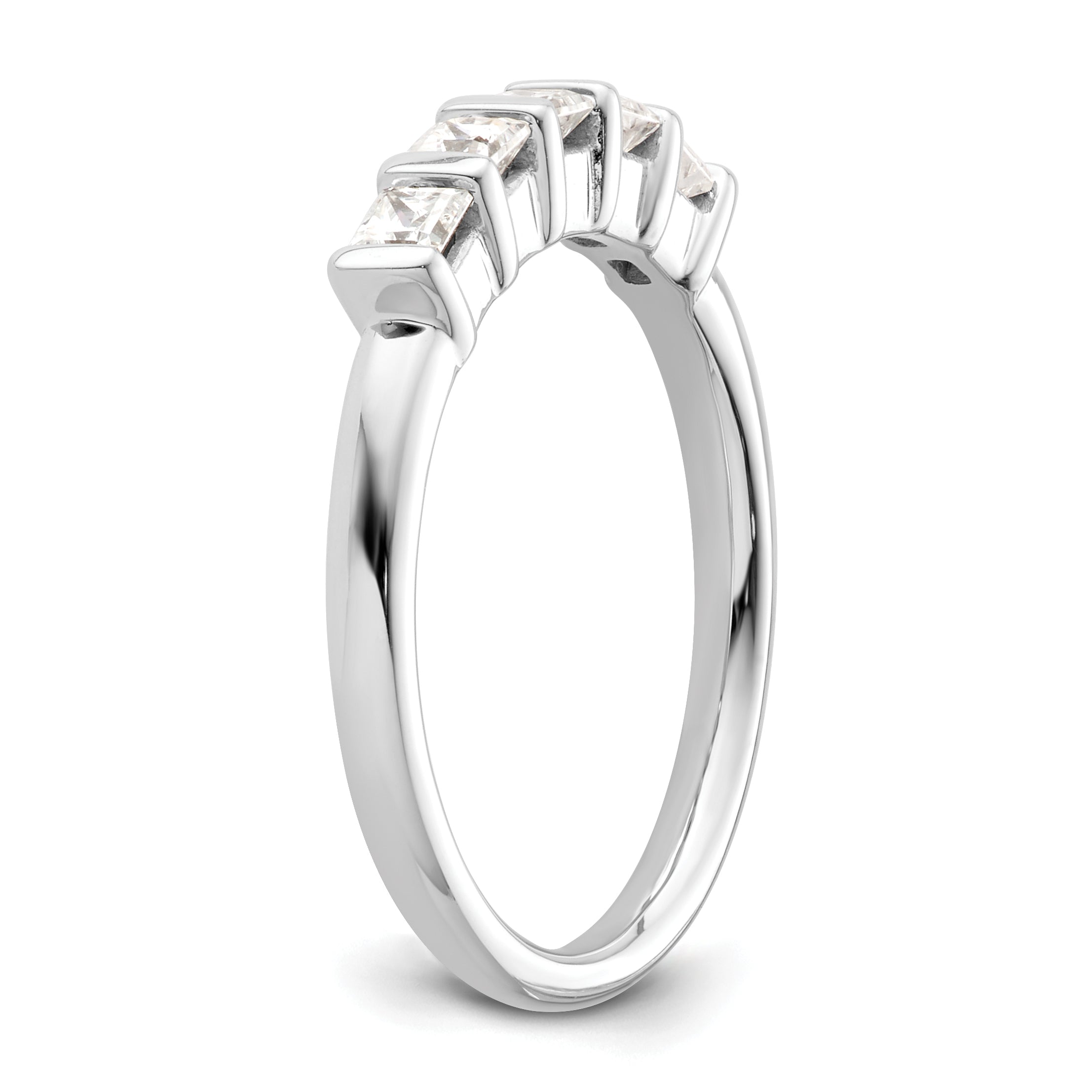 0.50ct. CZ Solid Real 14K White Gold 5-Stone Wedding Band Ring