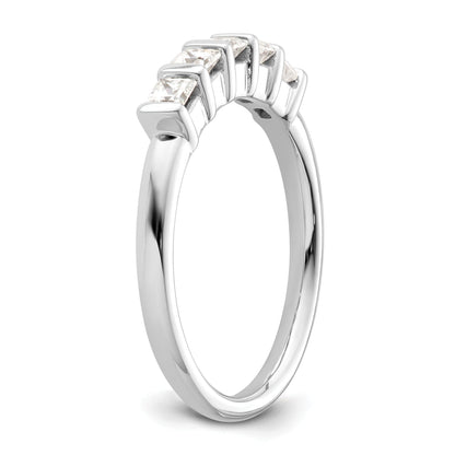 0.50ct. CZ Solid Real 14K White Gold 5-Stone Wedding Band Ring