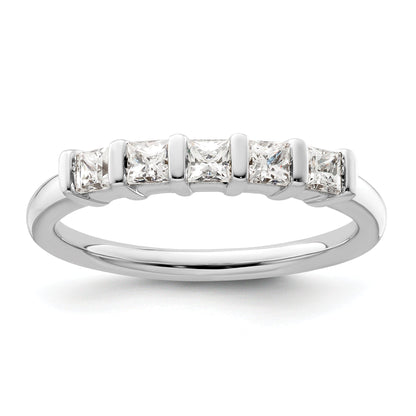 0.50ct. CZ Solid Real 14K White Gold 5-Stone Wedding Band Ring