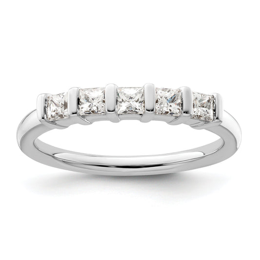0.50ct. CZ Solid Real 14K White Gold 5-Stone Wedding Band Ring