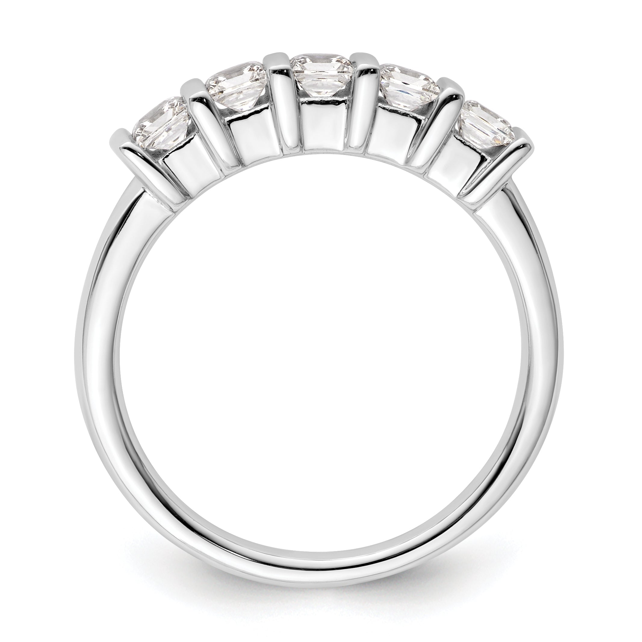 0.70ct. CZ Solid Real 14K White Gold 5-Stone Wedding Band Ring