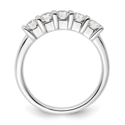 0.70ct. CZ Solid Real 14K White Gold 5-Stone Wedding Band Ring