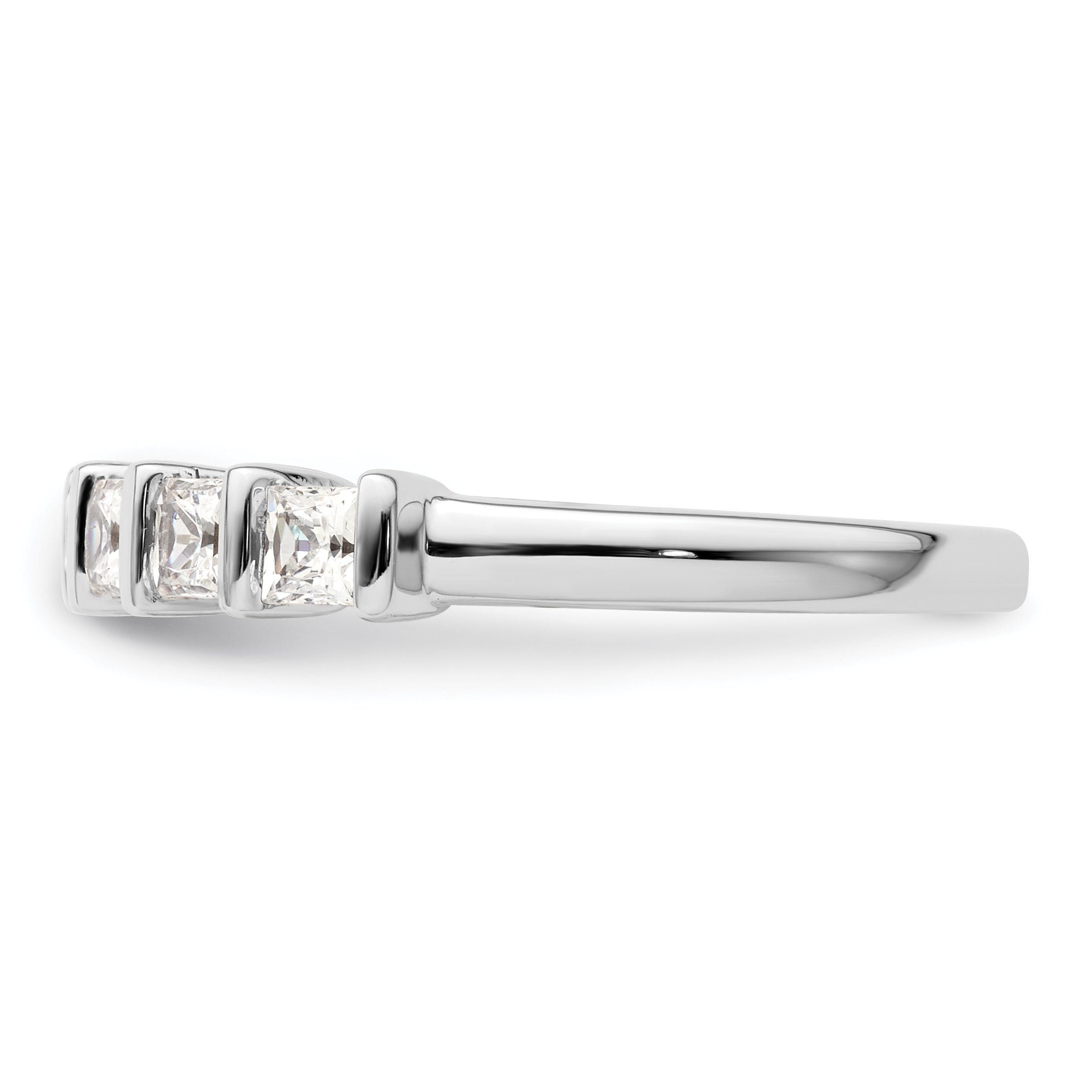 0.70ct. CZ Solid Real 14K White Gold 5-Stone Wedding Band Ring