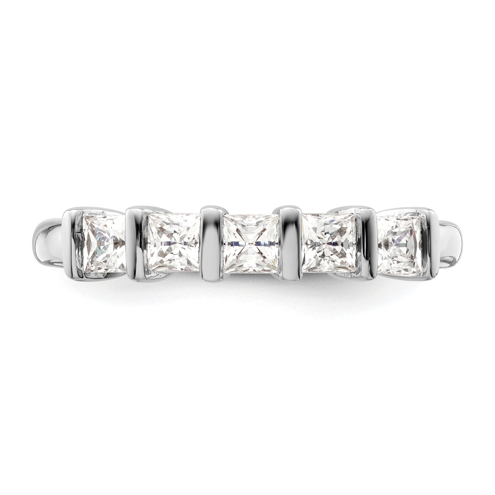 0.70ct. CZ Solid Real 14K White Gold 5-Stone Wedding Band Ring