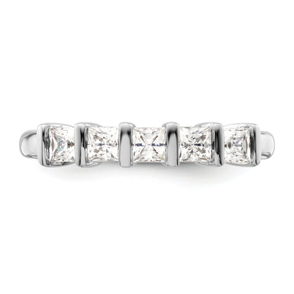 0.70ct. CZ Solid Real 14K White Gold 5-Stone Wedding Band Ring