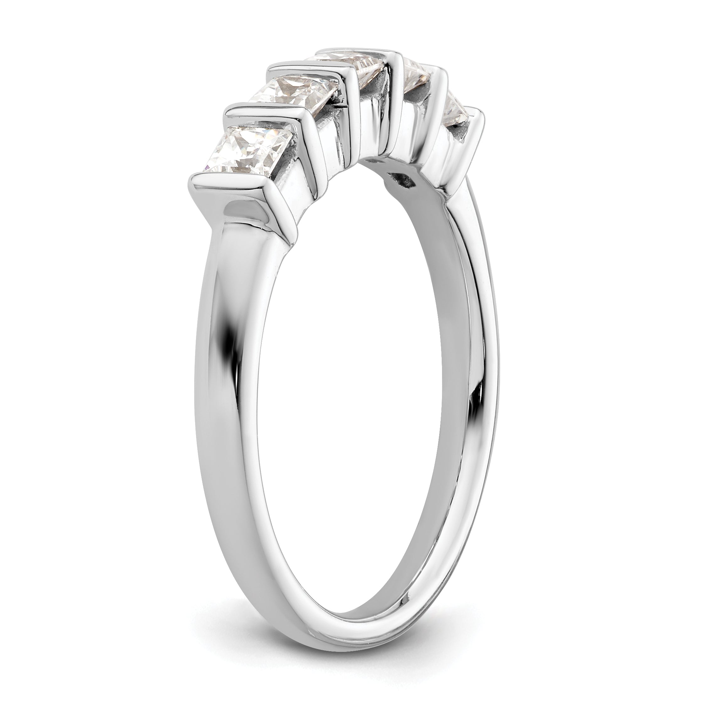 0.70ct. CZ Solid Real 14K White Gold 5-Stone Wedding Band Ring