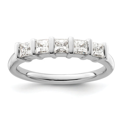 0.70ct. CZ Solid Real 14K White Gold 5-Stone Wedding Band Ring