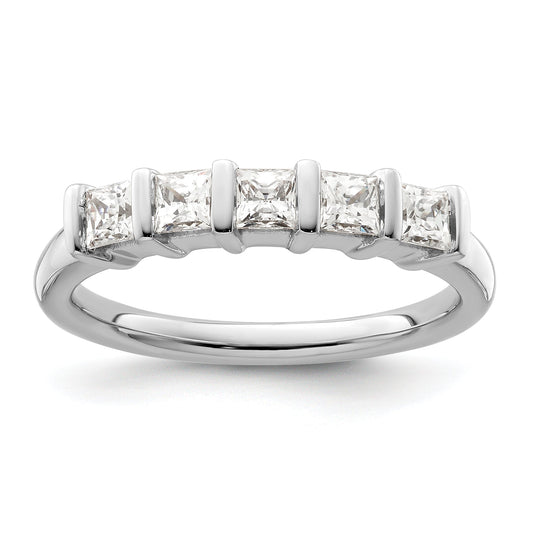0.70ct. CZ Solid Real 14K White Gold 5-Stone Wedding Band Ring