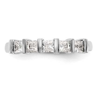14K White Gold 5-Stone Real Diamond Band
