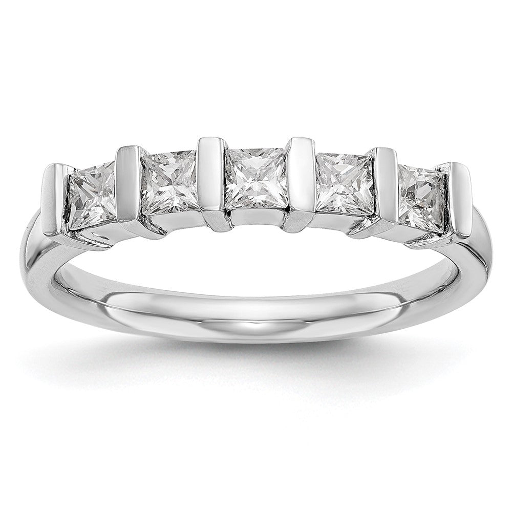 14K White Gold 5-Stone Real Diamond Band