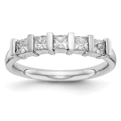 14K White Gold 5-Stone Real Diamond Band