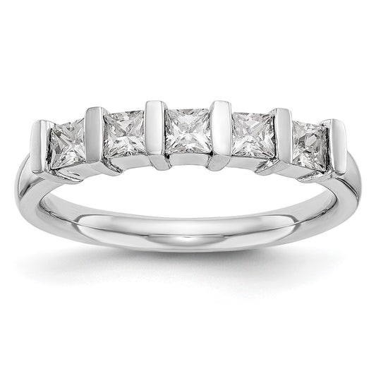 14K White Gold 5-Stone Real Diamond Band