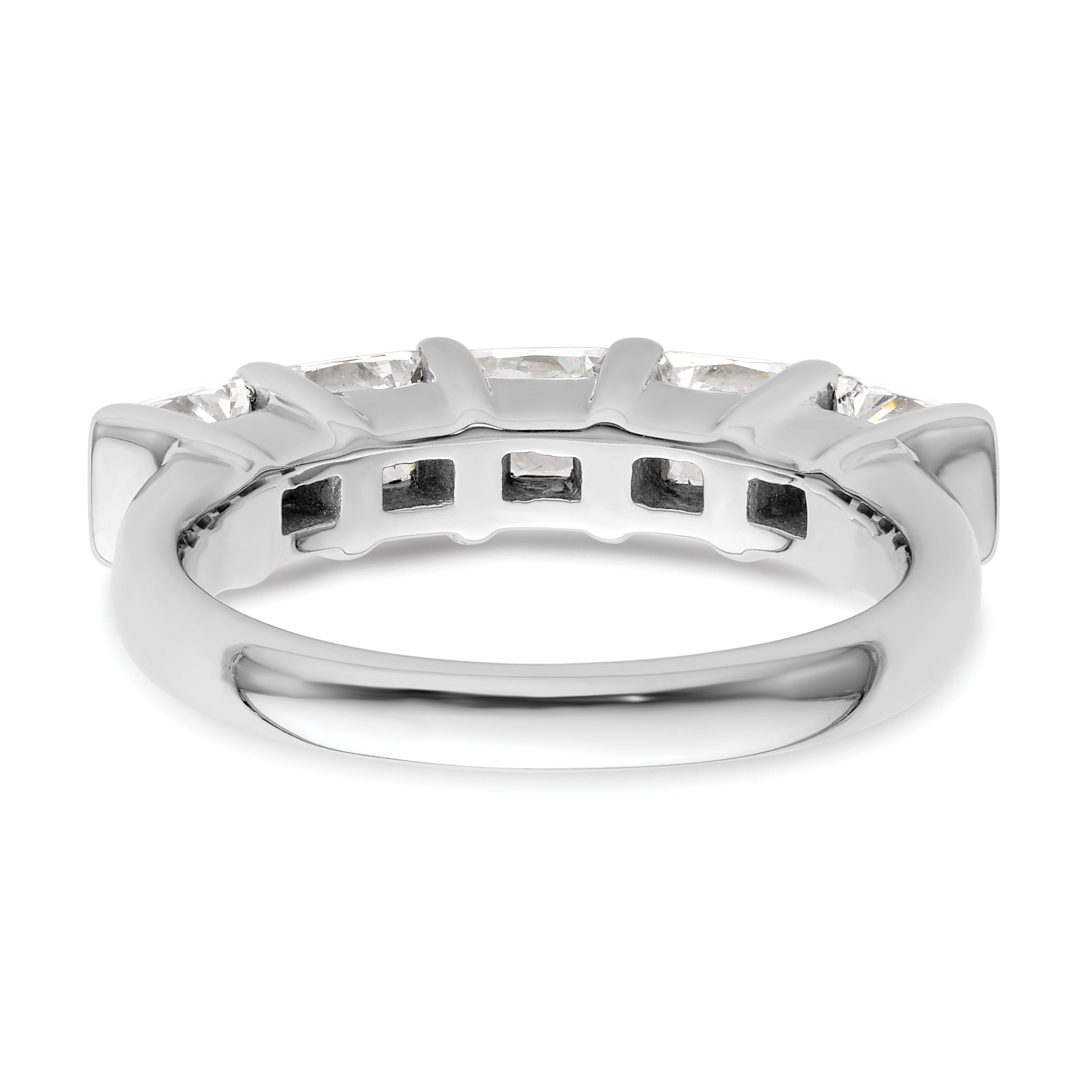 1.50ct. CZ Solid Real 14K White Gold 5-Stone Wedding Band Ring