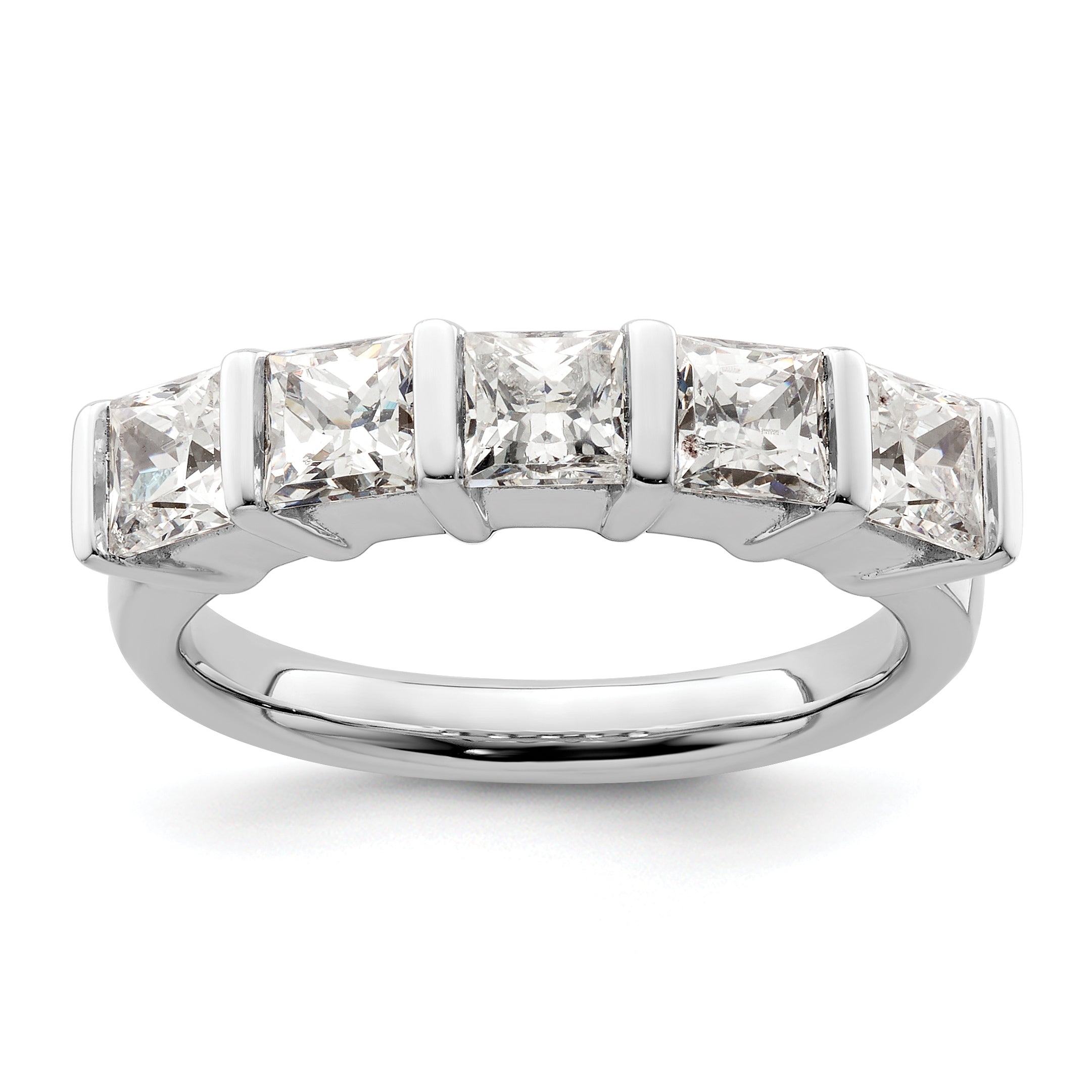 1.50ct. CZ Solid Real 14K White Gold 5-Stone Wedding Band Ring