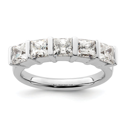 1.50ct. CZ Solid Real 14K White Gold 5-Stone Wedding Band Ring