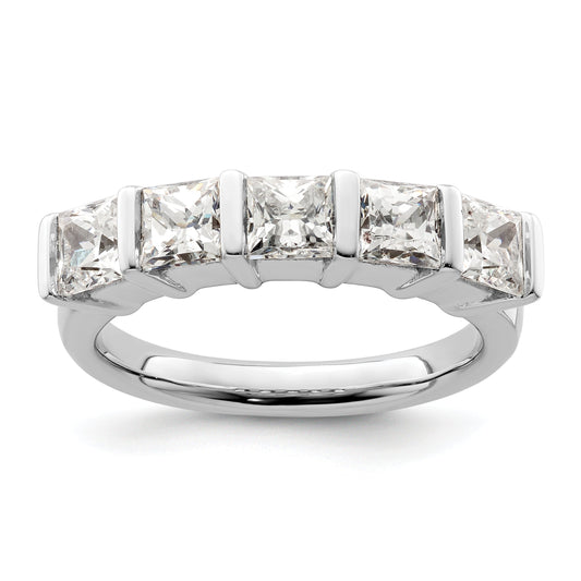 1.50ct. CZ Solid Real 14K White Gold 5-Stone Wedding Band Ring