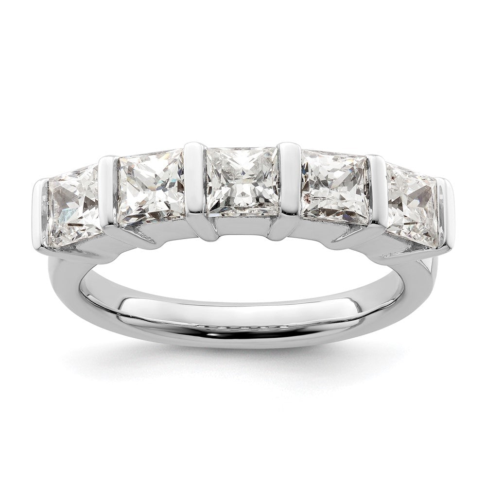 14K White Gold 5-Stone Real Diamond Band