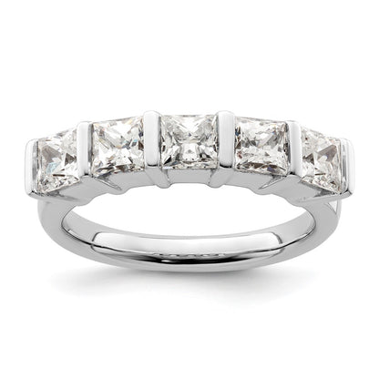 14K White Gold 5-Stone Real Diamond Band