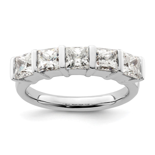 14K White Gold 5-Stone Real Diamond Band