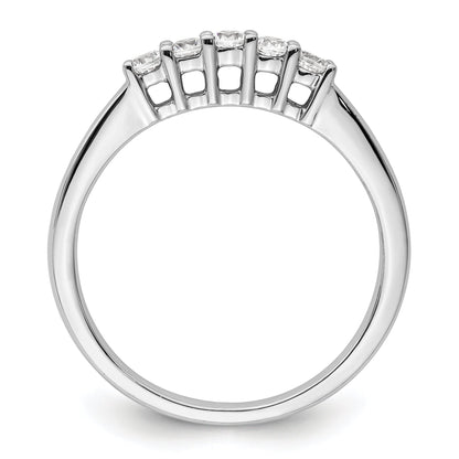0.25ct. CZ Solid Real 14K White Gold 5-Stone Wedding Band Ring