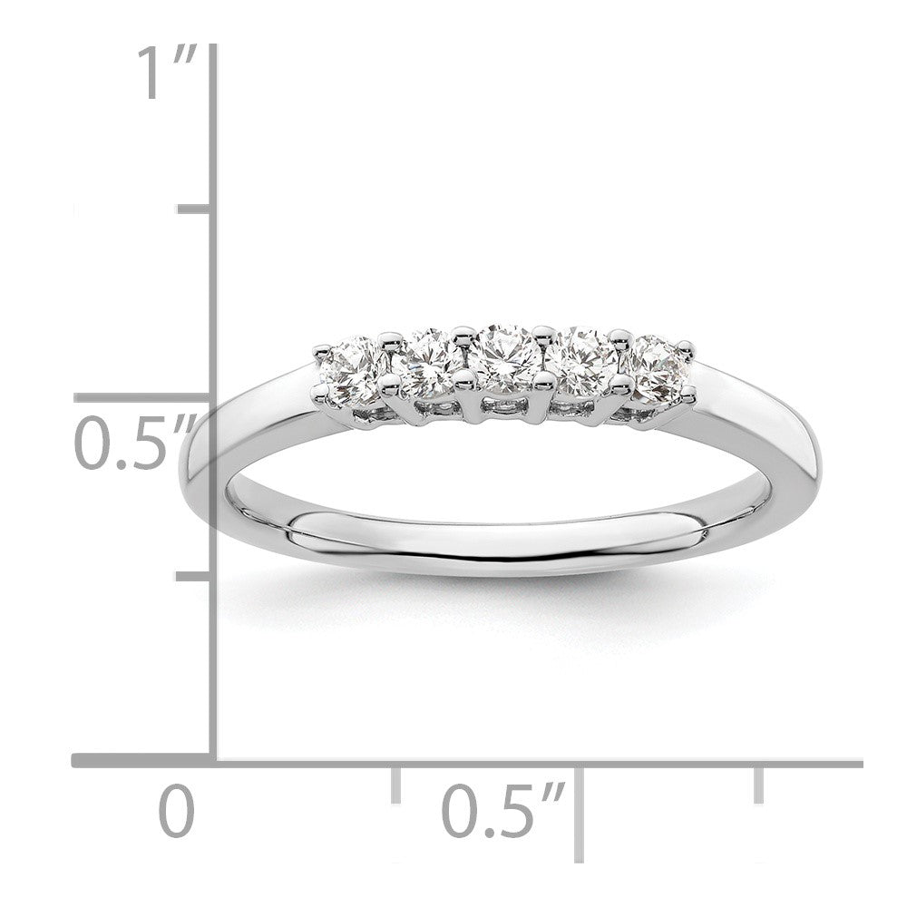 14K White Gold 5-Stone Real Diamond Band