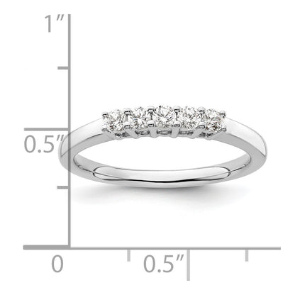 14K White Gold 5-Stone Real Diamond Band