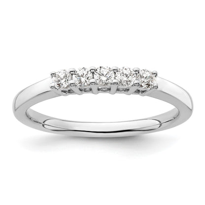 14K White Gold 5-Stone Real Diamond Band