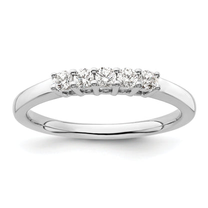 0.25ct. CZ Solid Real 14K White Gold 5-Stone Wedding Band Ring