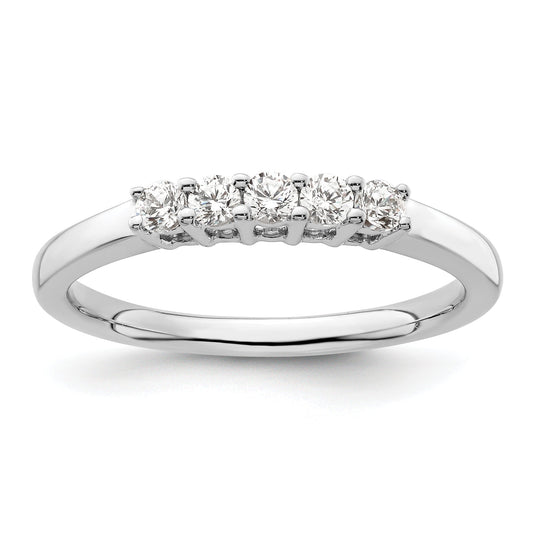 0.25ct. CZ Solid Real 14K White Gold 5-Stone Wedding Band Ring