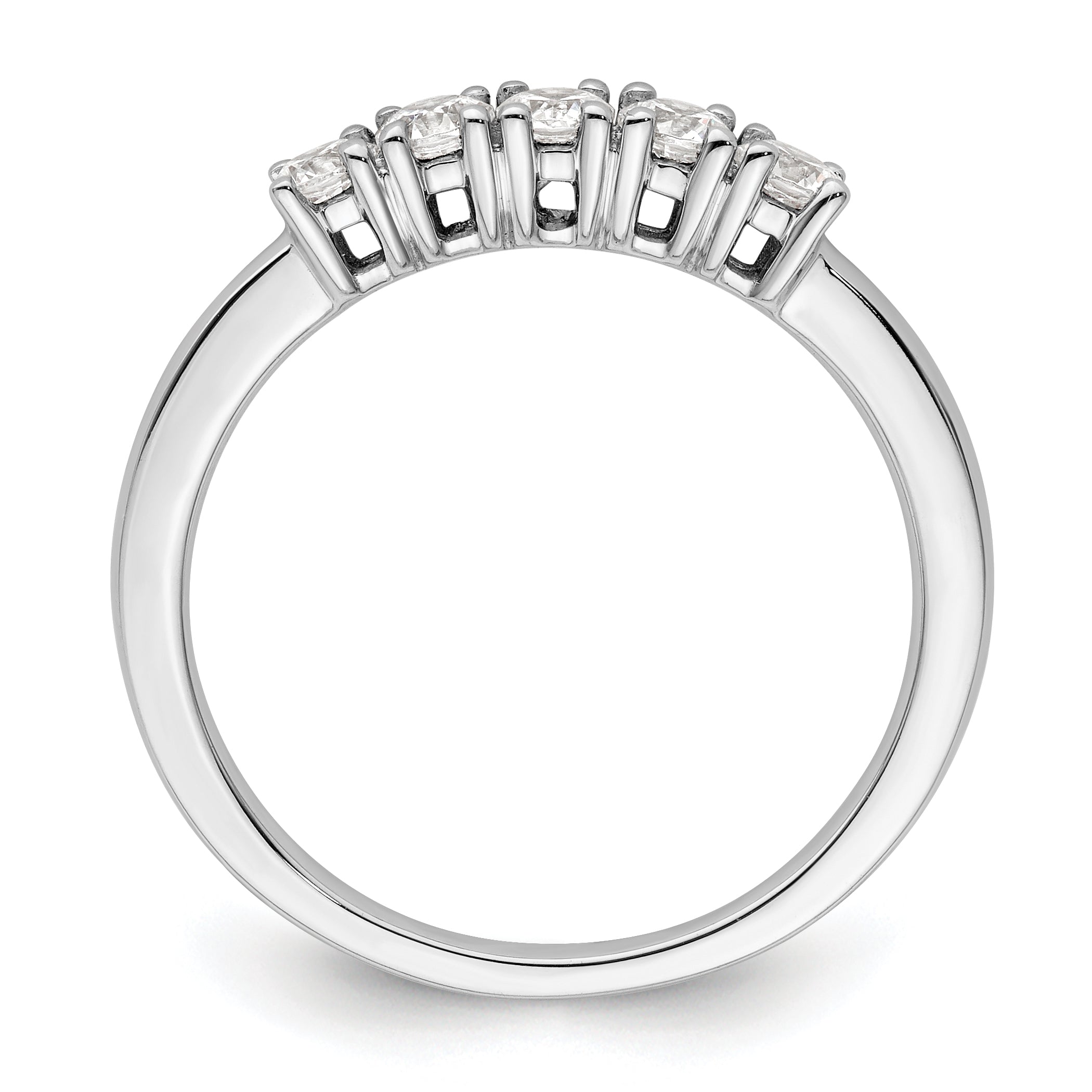 0.50ct. CZ Solid Real 14K White Gold 5-Stone Wedding Band Ring