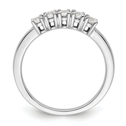 0.50ct. CZ Solid Real 14K White Gold 5-Stone Wedding Band Ring