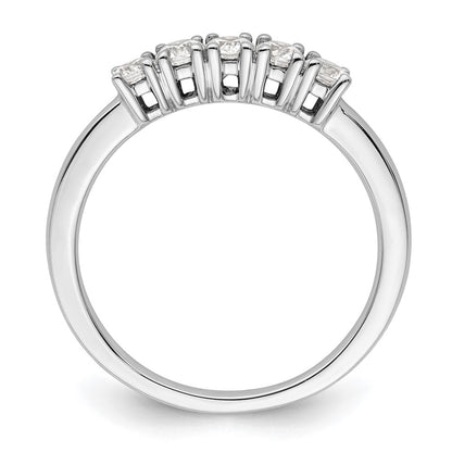 0.50ct. CZ Solid Real 14K White Gold 5-Stone Wedding Band Ring