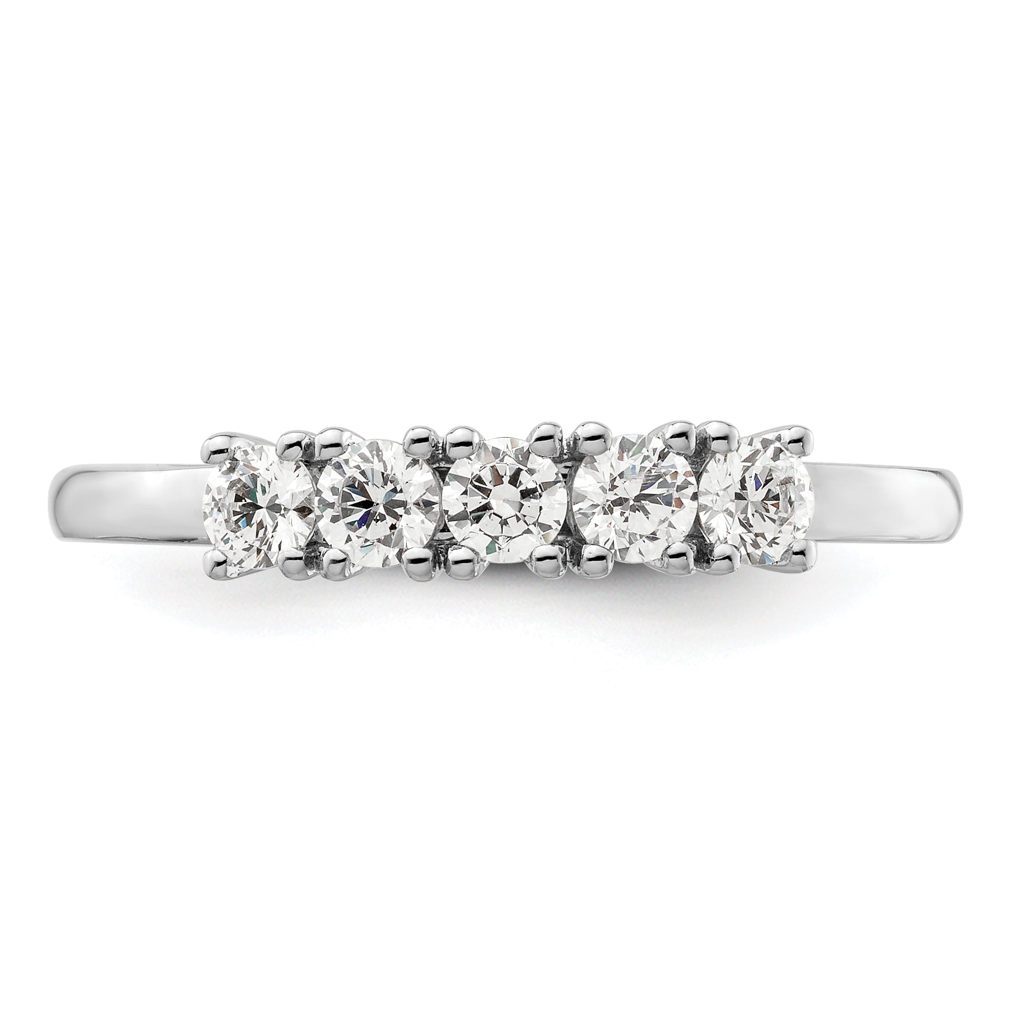 0.50ct. CZ Solid Real 14K White Gold 5-Stone Wedding Band Ring