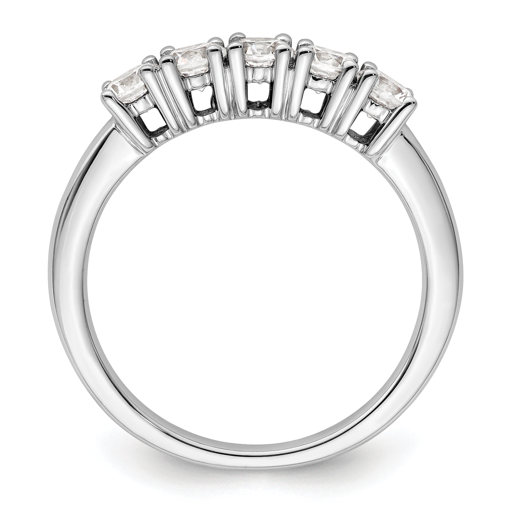 0.75ct. CZ Solid Real 14K White Gold 5-Stone Wedding Band Ring