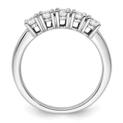 0.75ct. CZ Solid Real 14K White Gold 5-Stone Wedding Band Ring