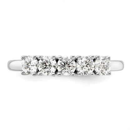 0.75ct. CZ Solid Real 14K White Gold 5-Stone Wedding Band Ring
