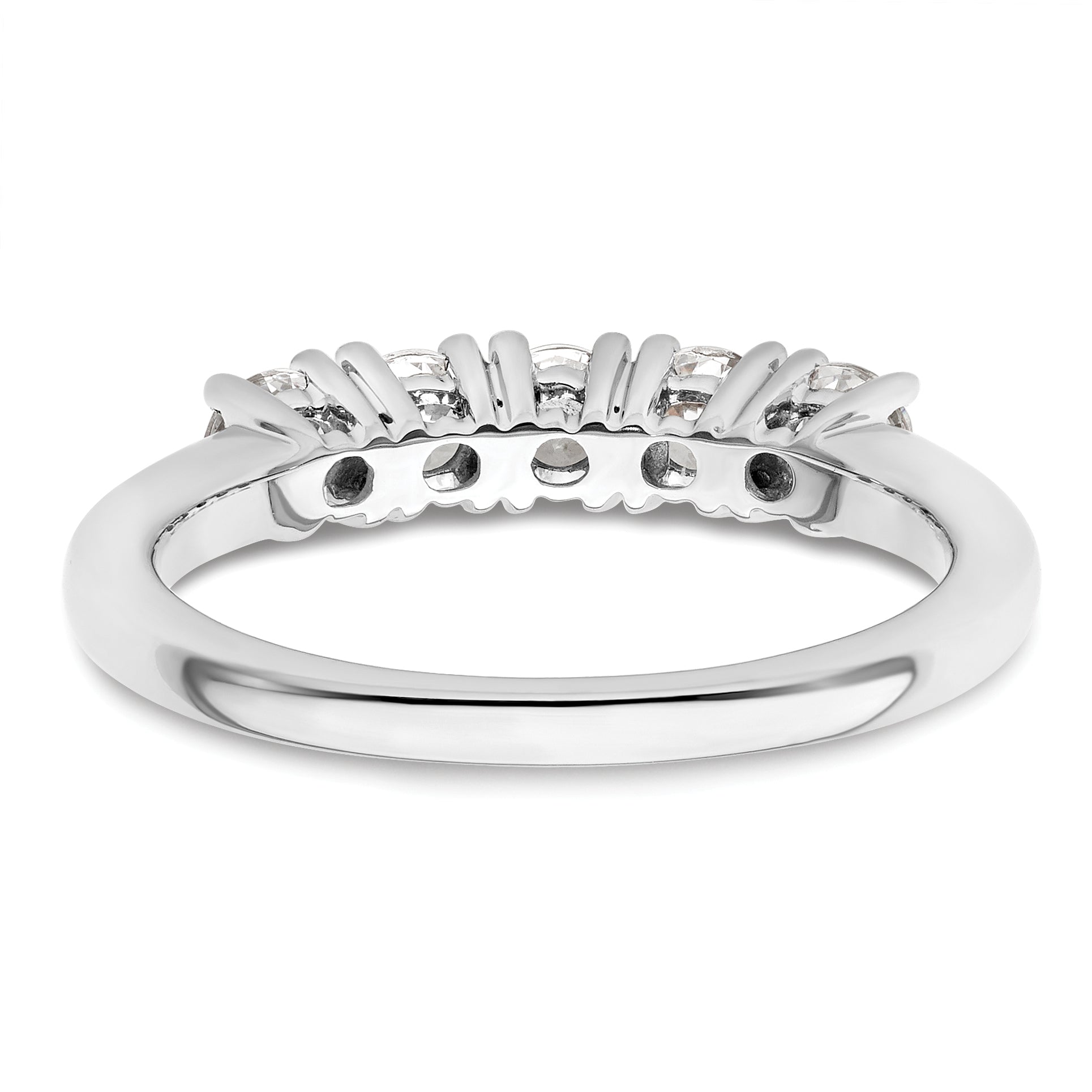 0.75ct. CZ Solid Real 14K White Gold 5-Stone Wedding Band Ring