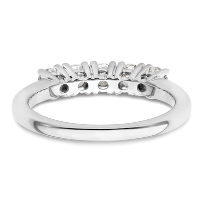0.75ct. CZ Solid Real 14K White Gold 5-Stone Wedding Band Ring