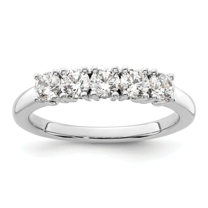 0.75ct. CZ Solid Real 14K White Gold 5-Stone Wedding Band Ring