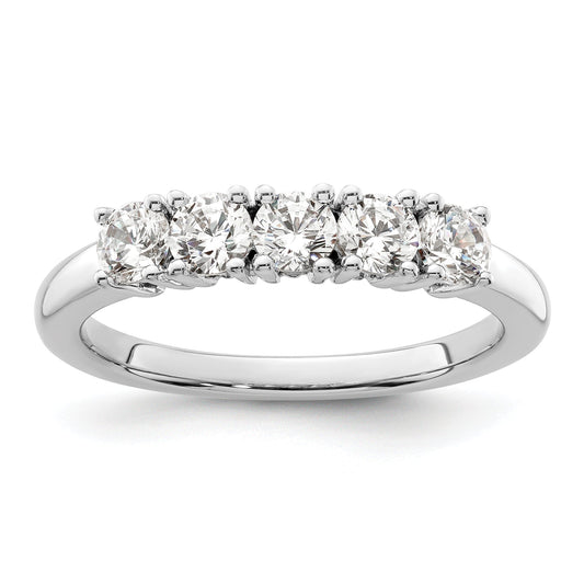 0.75ct. CZ Solid Real 14K White Gold 5-Stone Wedding Band Ring