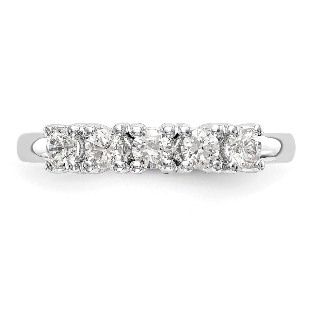 14K White Gold 5-Stone Real Diamond Band