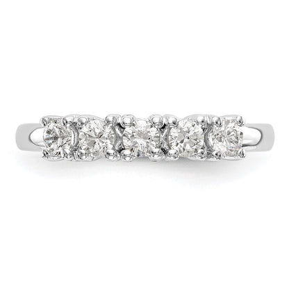 14K White Gold 5-Stone Real Diamond Band
