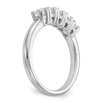 14K White Gold 5-Stone Real Diamond Band
