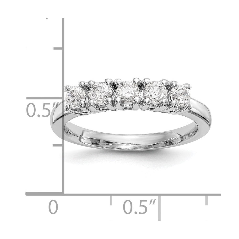 14K White Gold 5-Stone Real Diamond Band