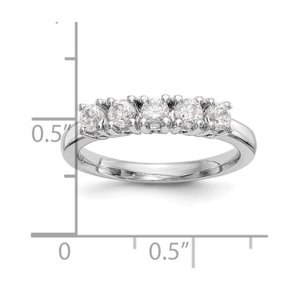 14K White Gold 5-Stone Real Diamond Band