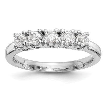 14K White Gold 5-Stone Real Diamond Band