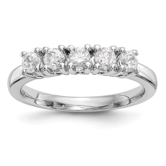 14K White Gold 5-Stone Real Diamond Band